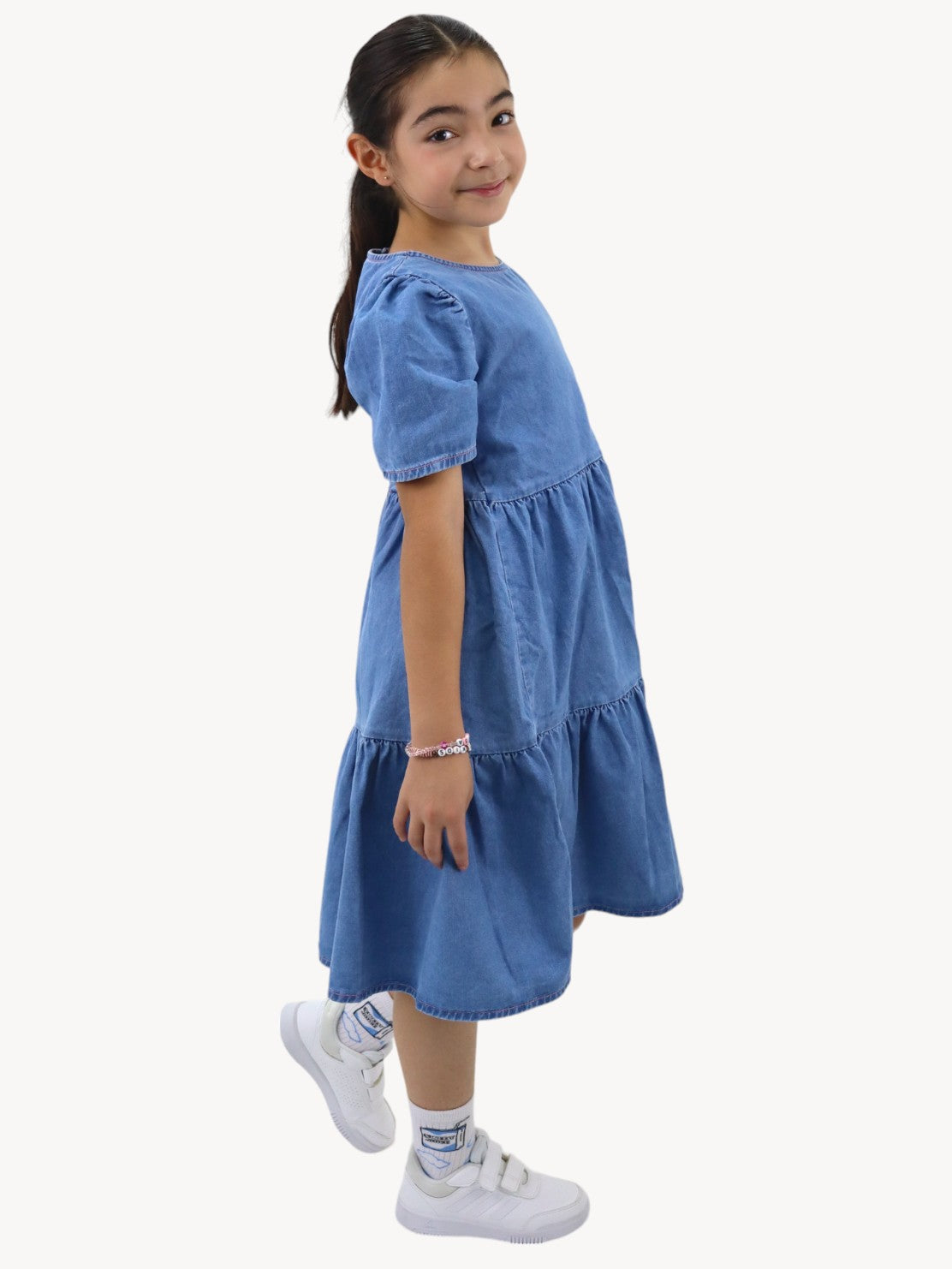 Vestido denim de color azul medio