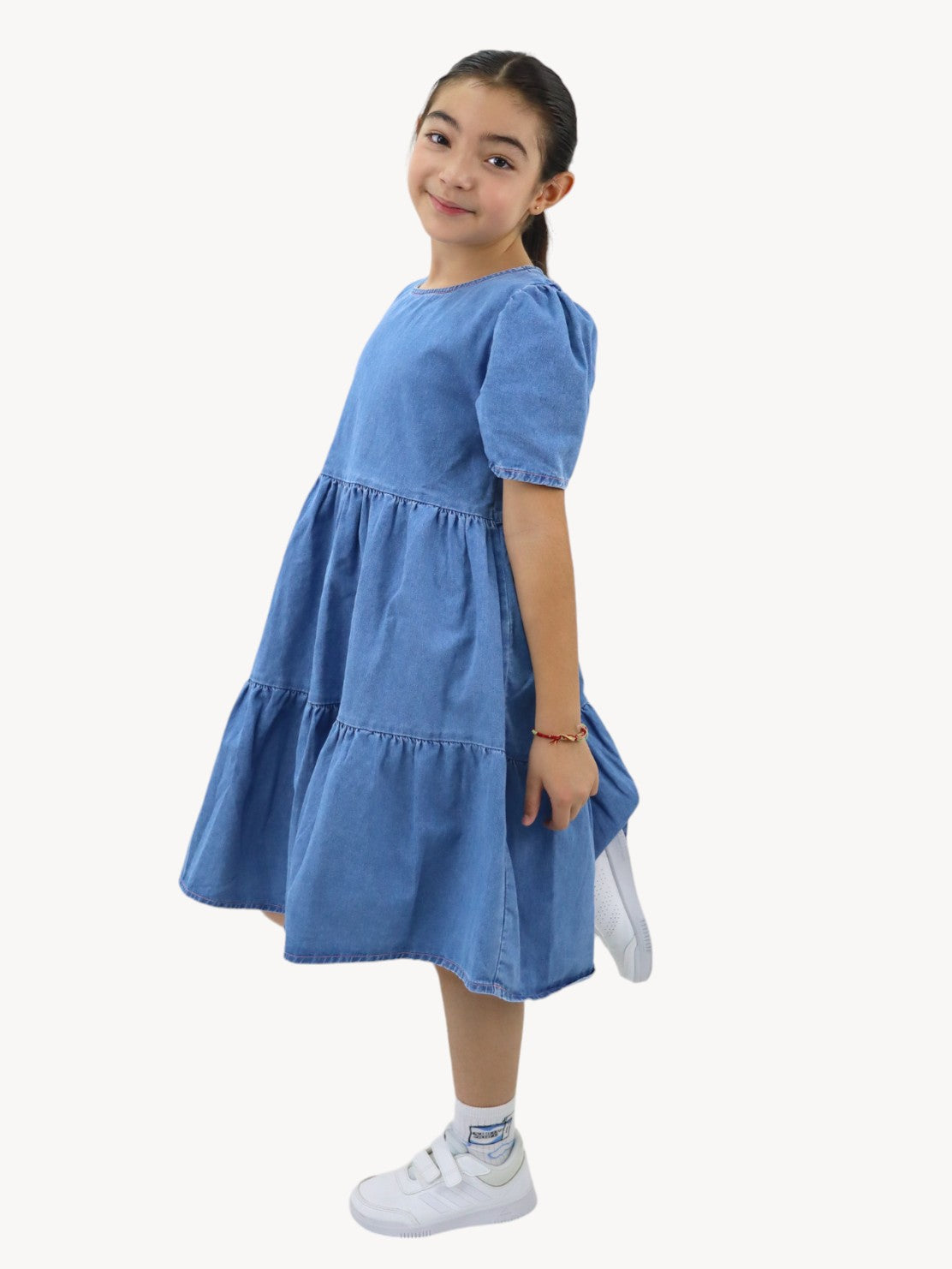 Vestido denim de color azul medio