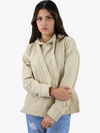 Sudadera con capucha de color beige