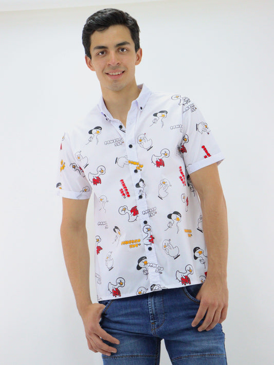 Camisa manga corta de color blanco con print de patos (NUEVA TEMPORADA)