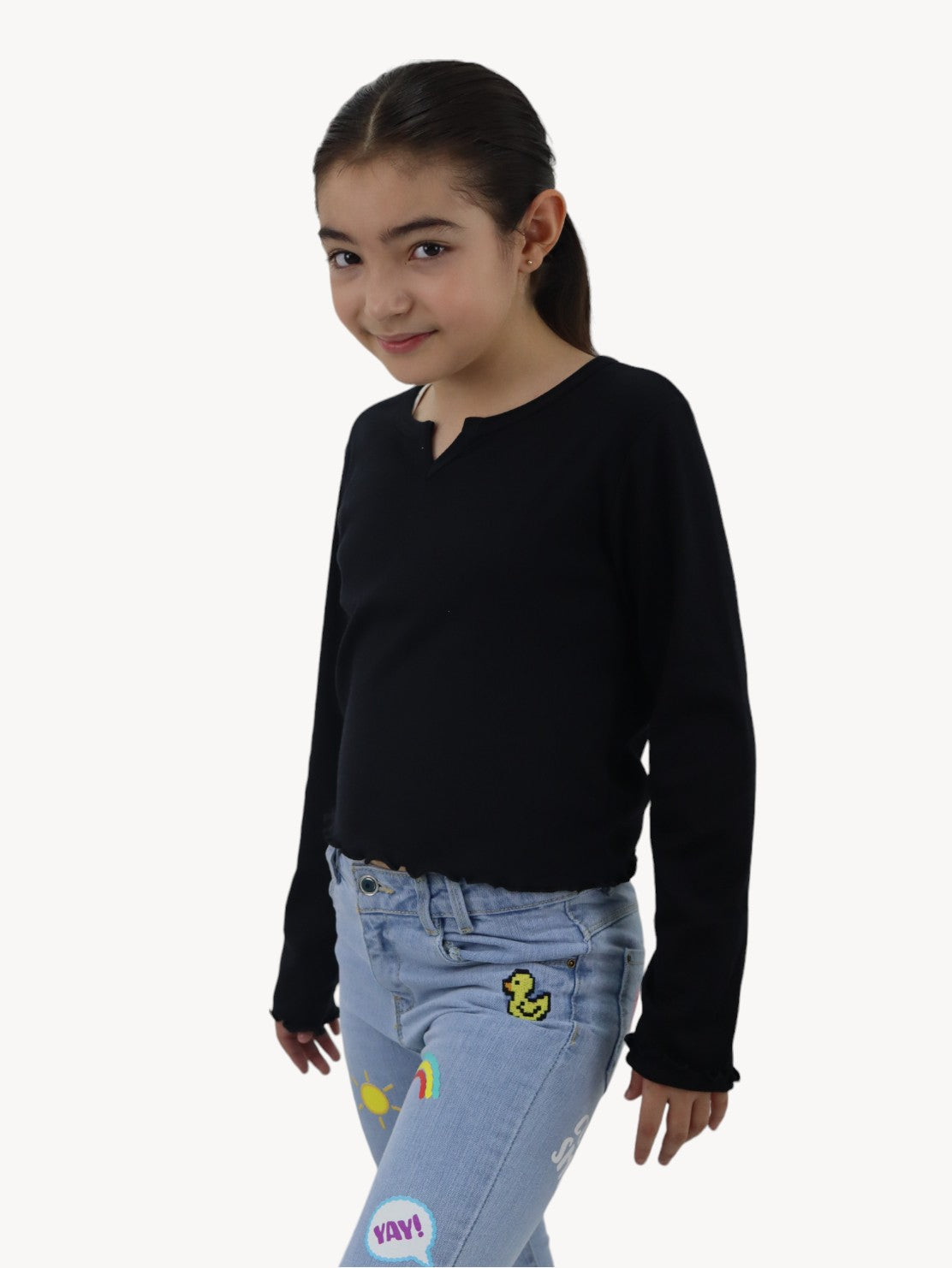 Playera manga larga de color negro