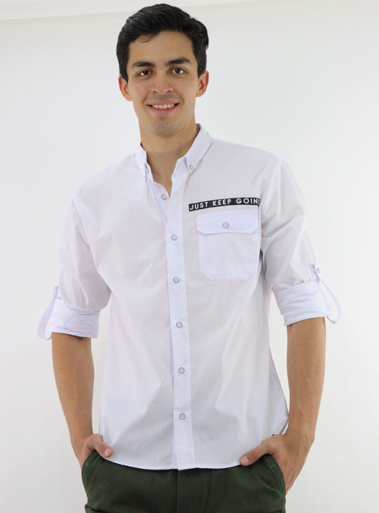 Camisa manga larga de color blanco con estampado (NUEVA TEMPORADA)