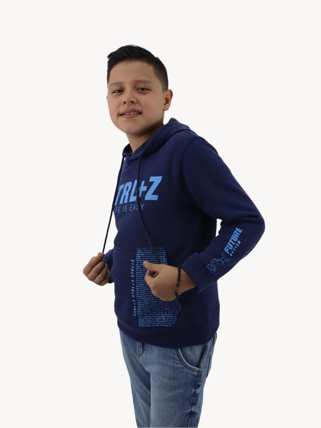 Sudadera con capucha de color azul