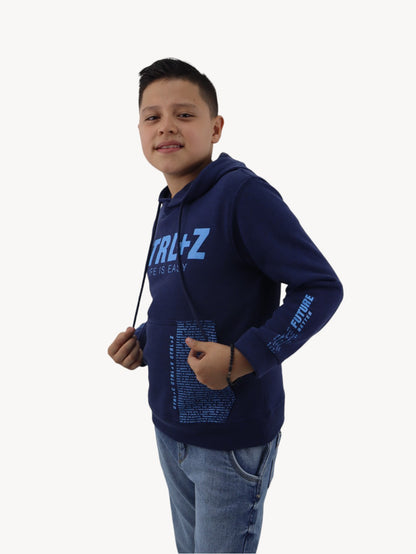 Sudadera con capucha de color azul
