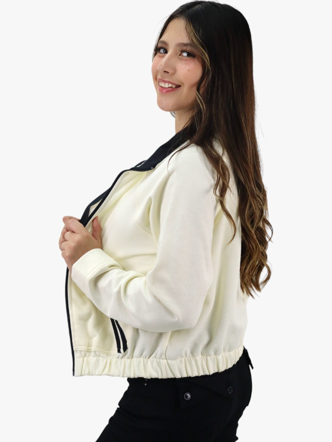 Sudadera con cremallera y franjas