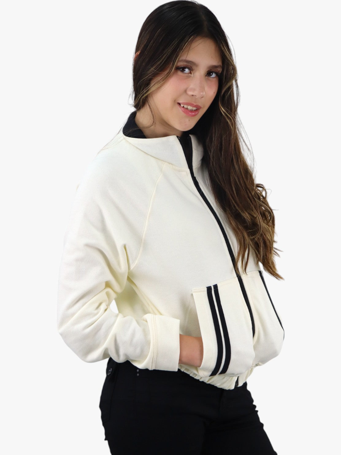 Sudadera con cremallera y franjas