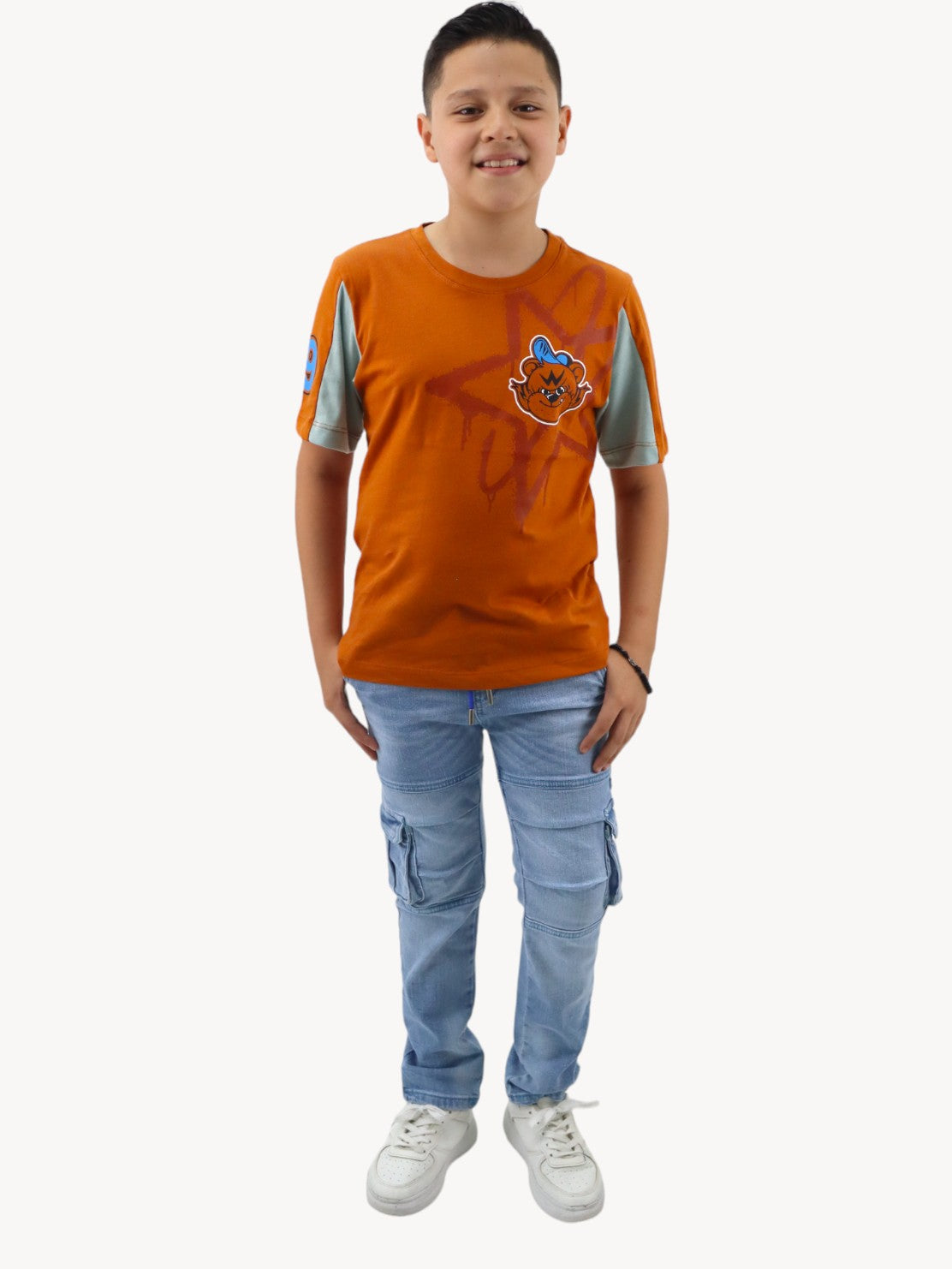 Jogger cargo slim azul claro