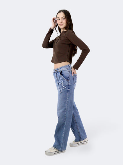 Jeans Baggy-Tiro Alto