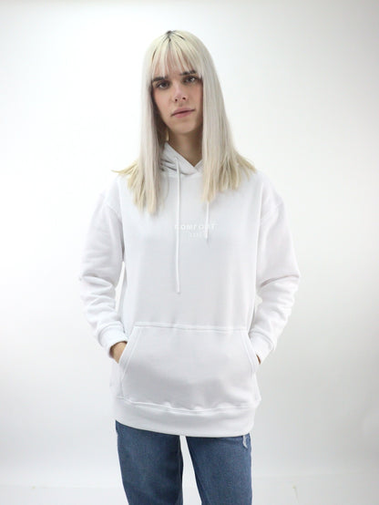 Sudadera oversize con capucha de color blanco