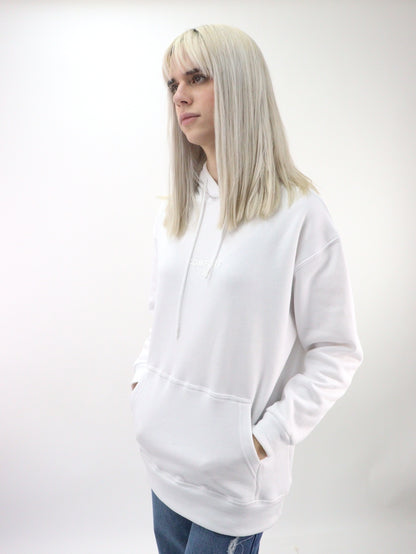 Sudadera oversize con capucha de color blanco