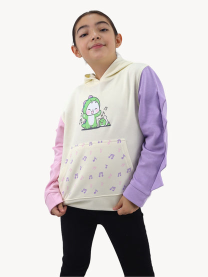 Sudadera multicolor con diseño en capucha de dinosaurio