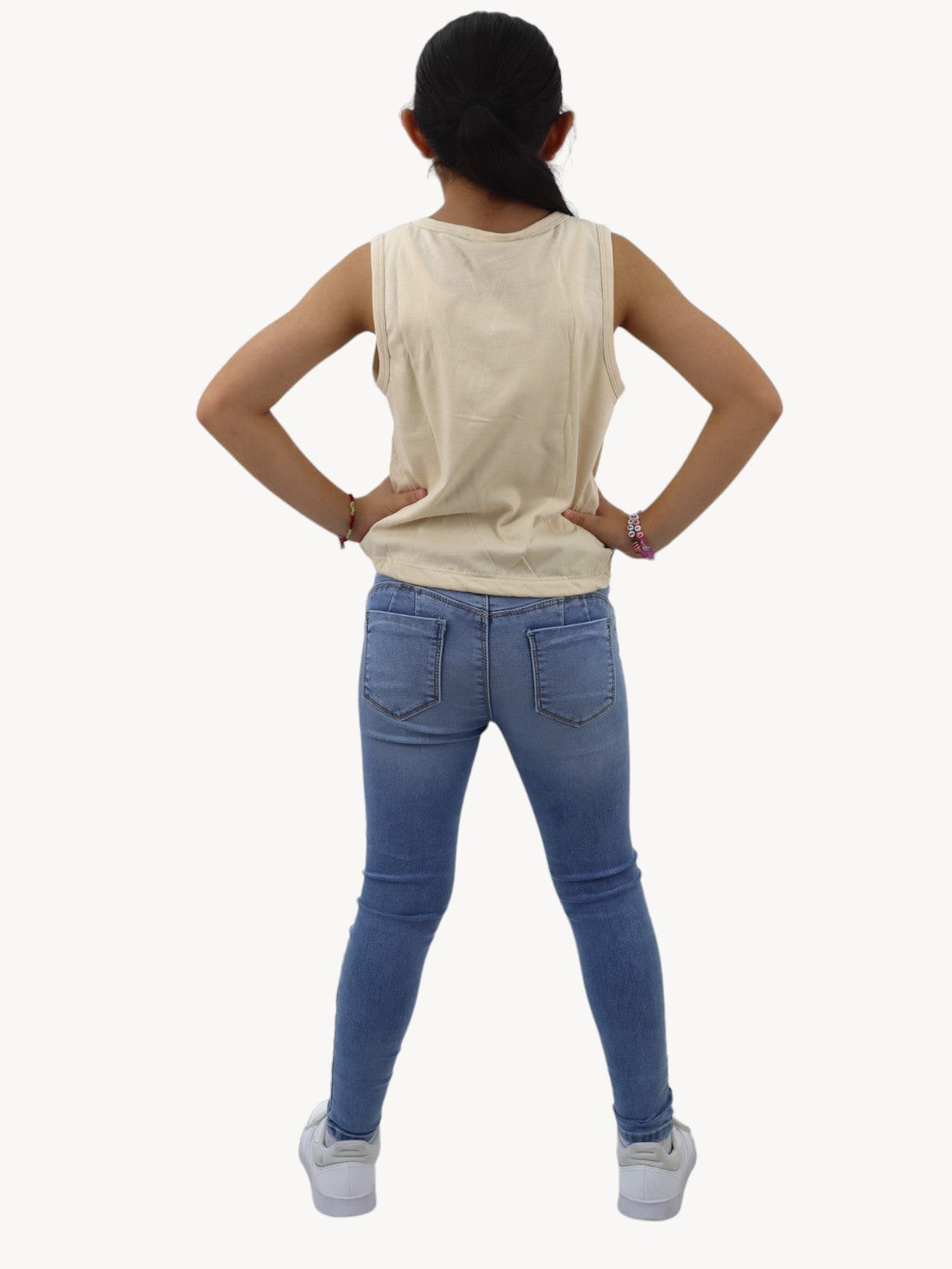 Jeans skinny con detalle de moños