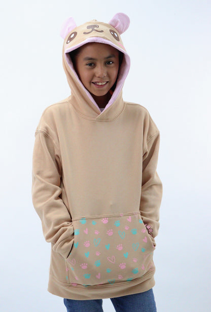 Sudadera de color rosa con estampado de huellitas