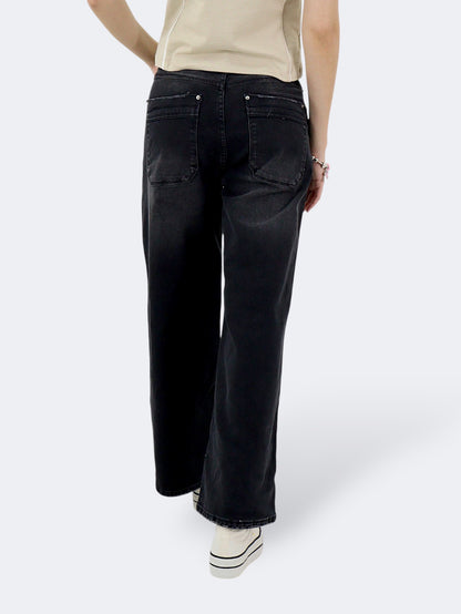 Jeans Wide Leg-Tiro Alto