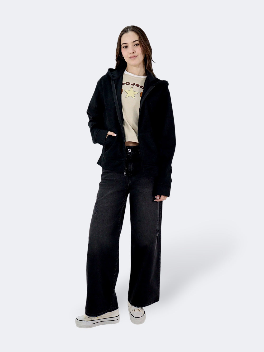 Jeans Wide Leg-Tiro Alto