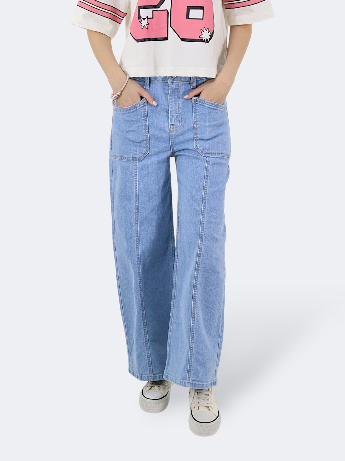 Jeans Wide Leg-Tiro Alto