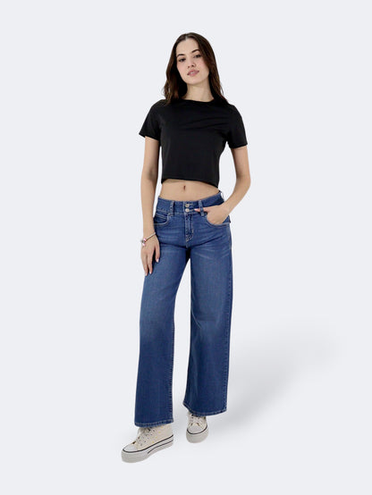 Jeans Wide Leg-Tiro Medio