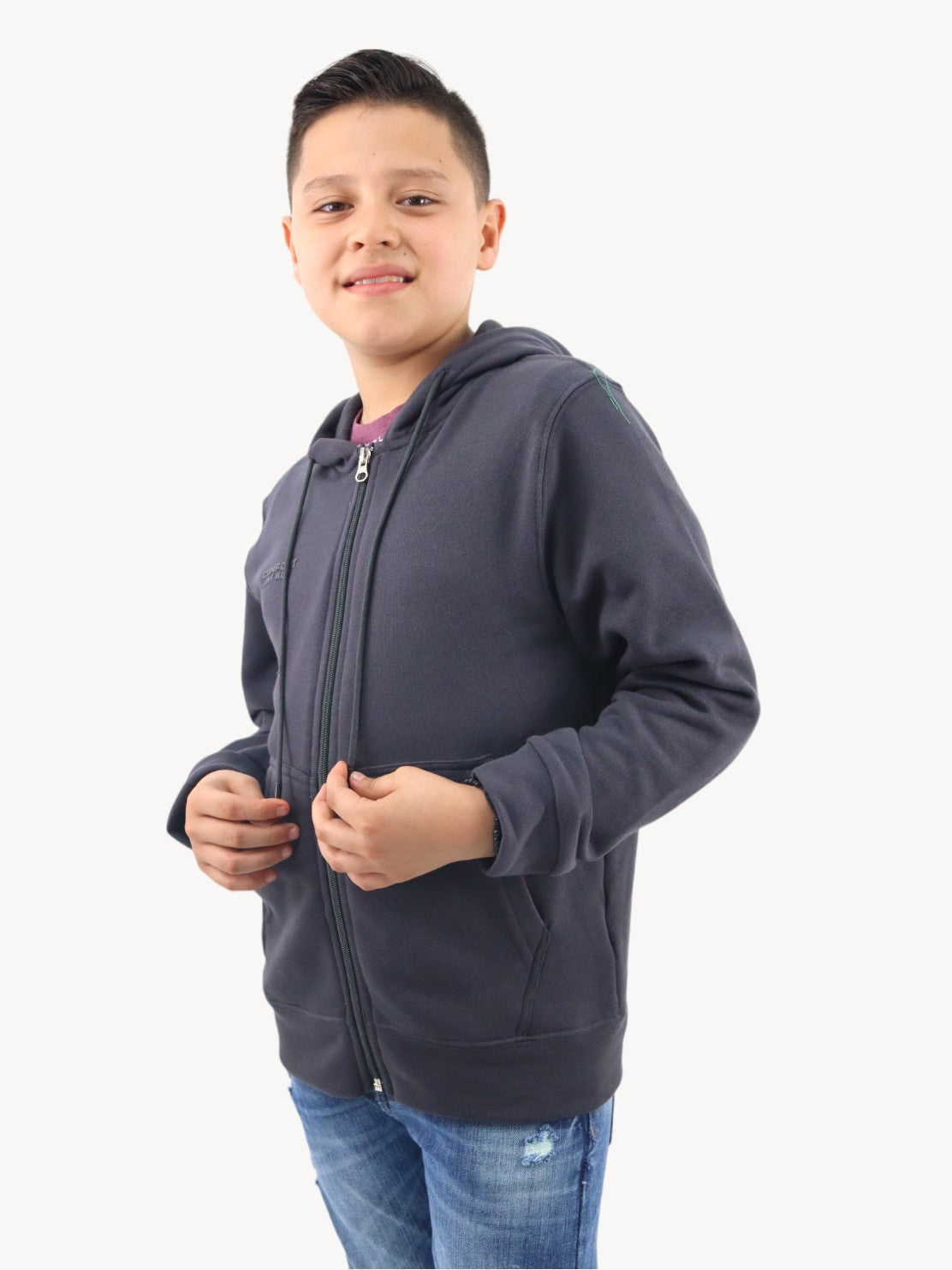 Sudadera abierta gris oxford