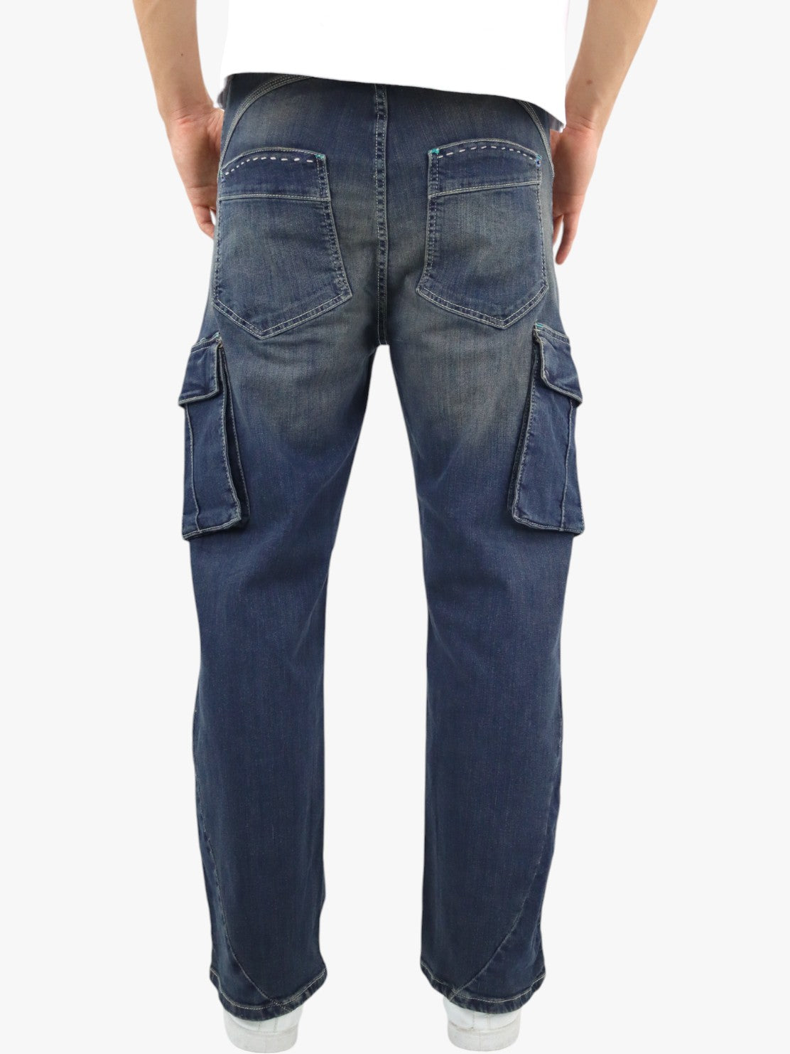 Jeans baggy cargo azul deslavado