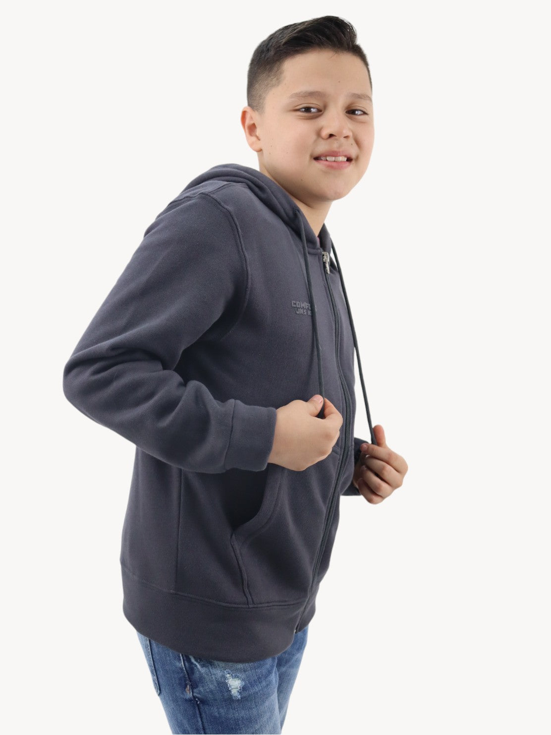 Sudadera abierta gris oxford