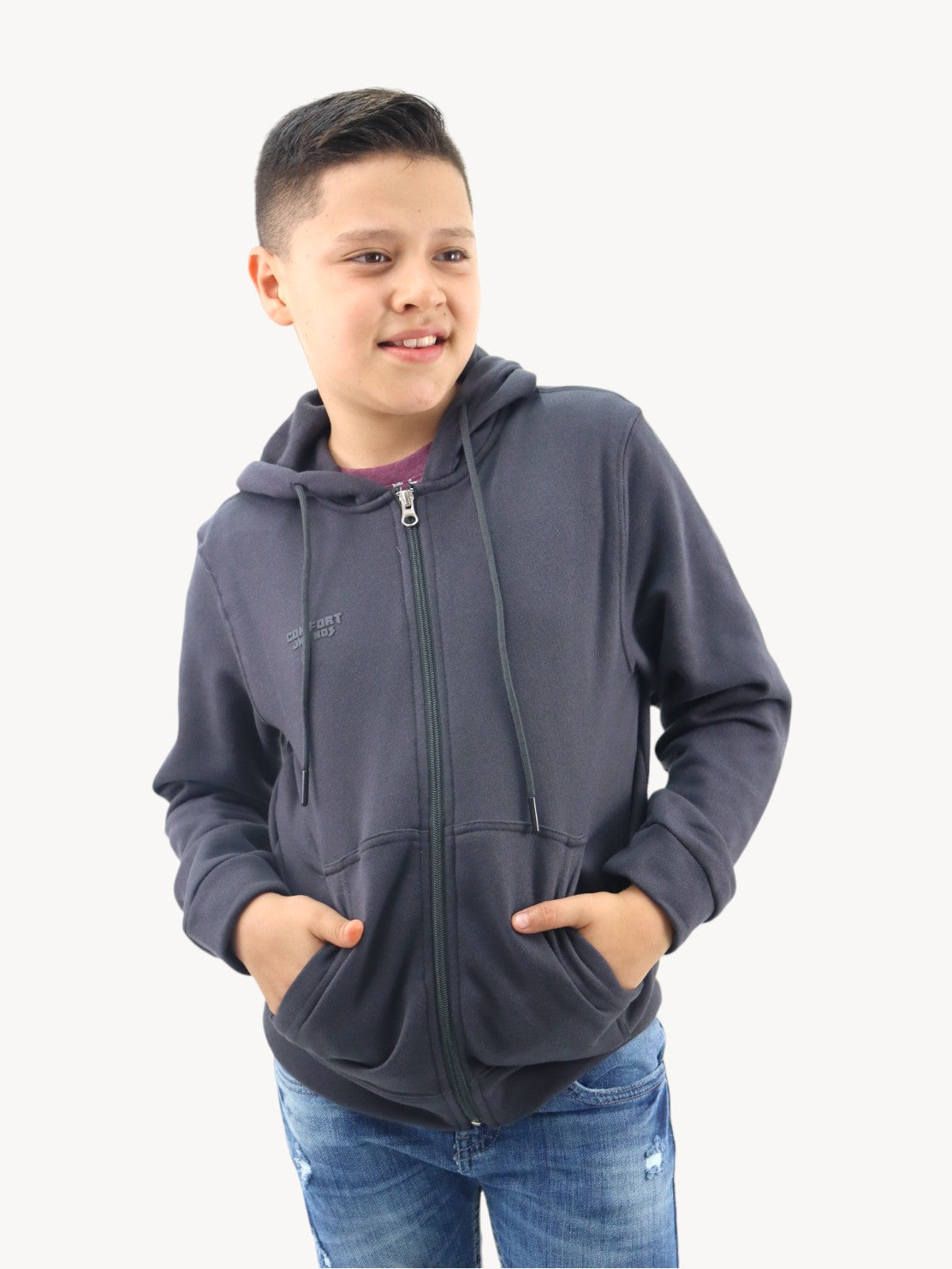 Sudadera abierta gris oxford