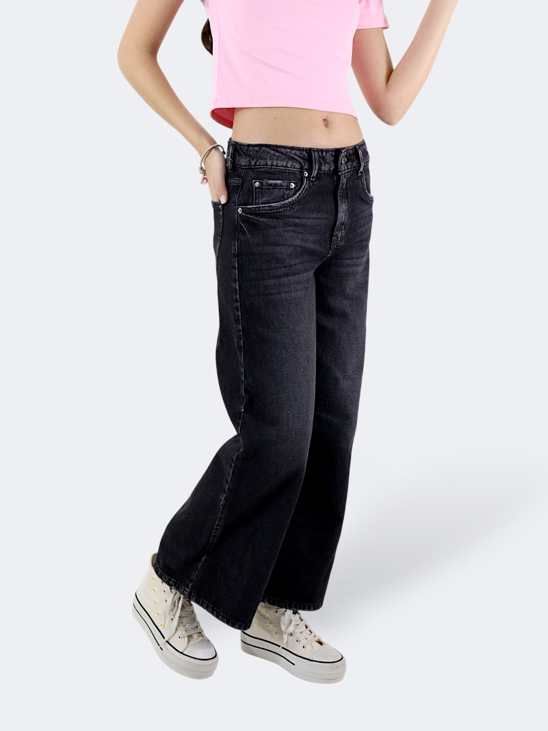 Jeans Wide Leg-Tiro Alto