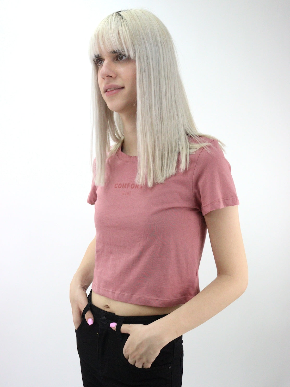 Playera slim size de color rosa palo