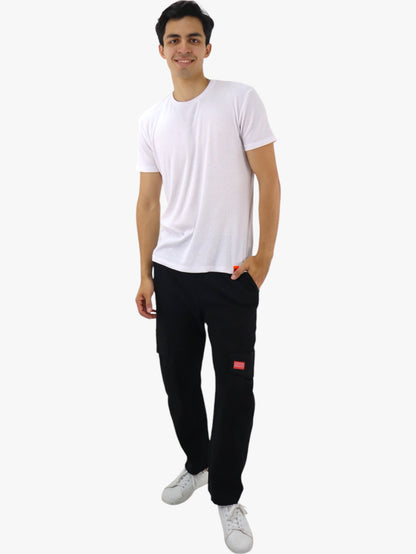 Pantalón cargo de gabardina estilo baggy color negro