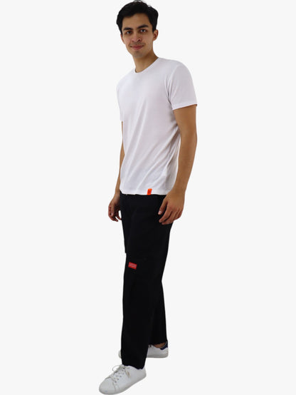 Pantalón cargo de gabardina estilo baggy color negro