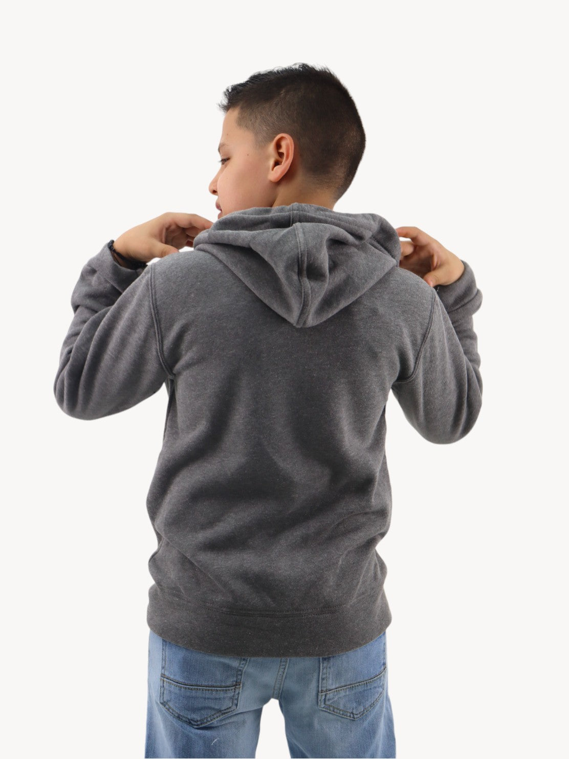 Sudadera abierta con capucha de color gris oscuro