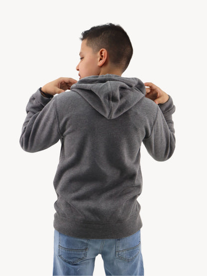 Sudadera abierta con capucha de color gris oscuro