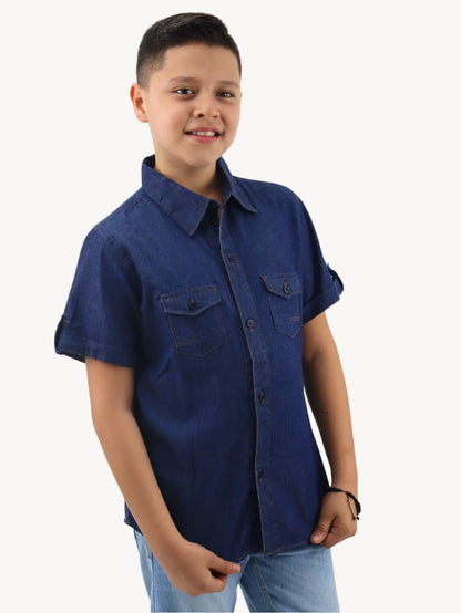 Camisa denim azul oscuro