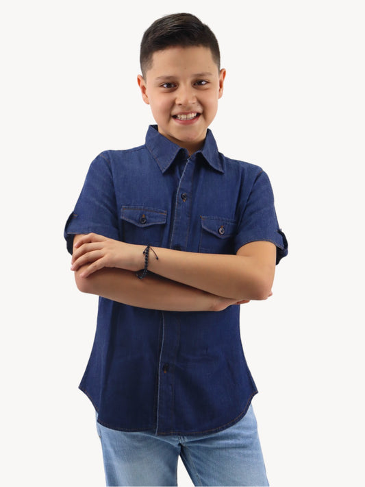 Camisa denim azul oscuro