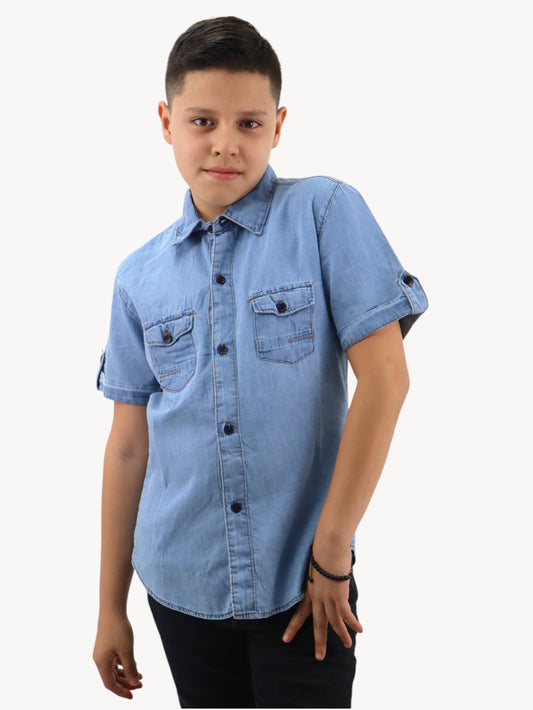 Camisa denim azul claro