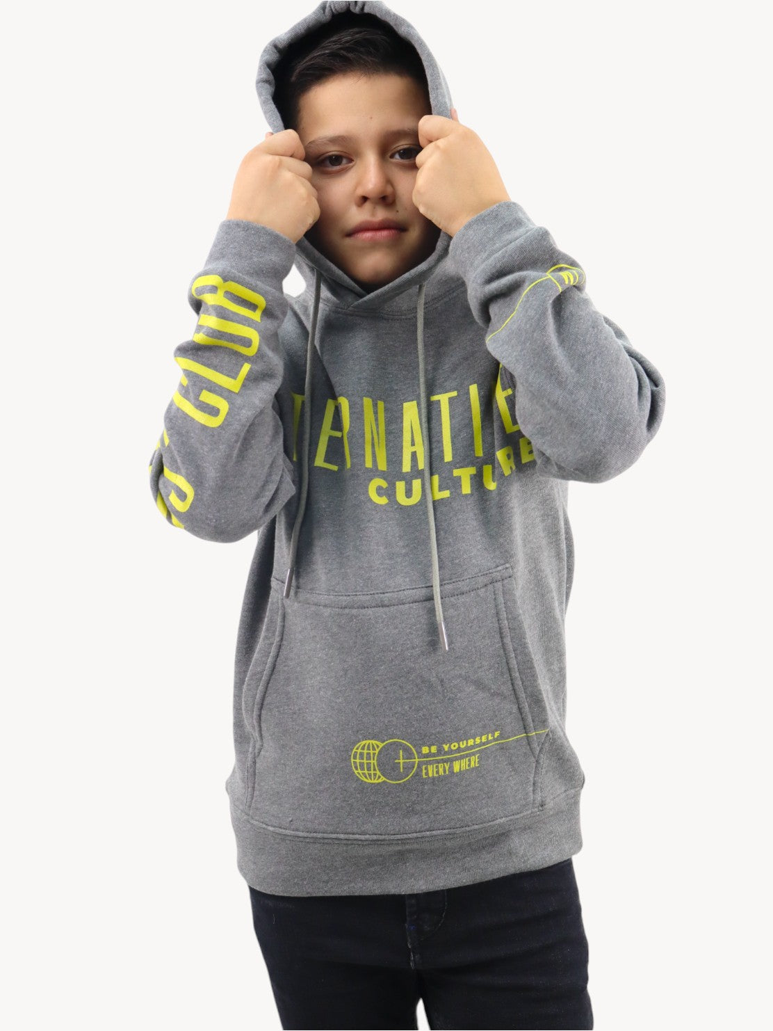 Sudadera cerrada con capucha gris