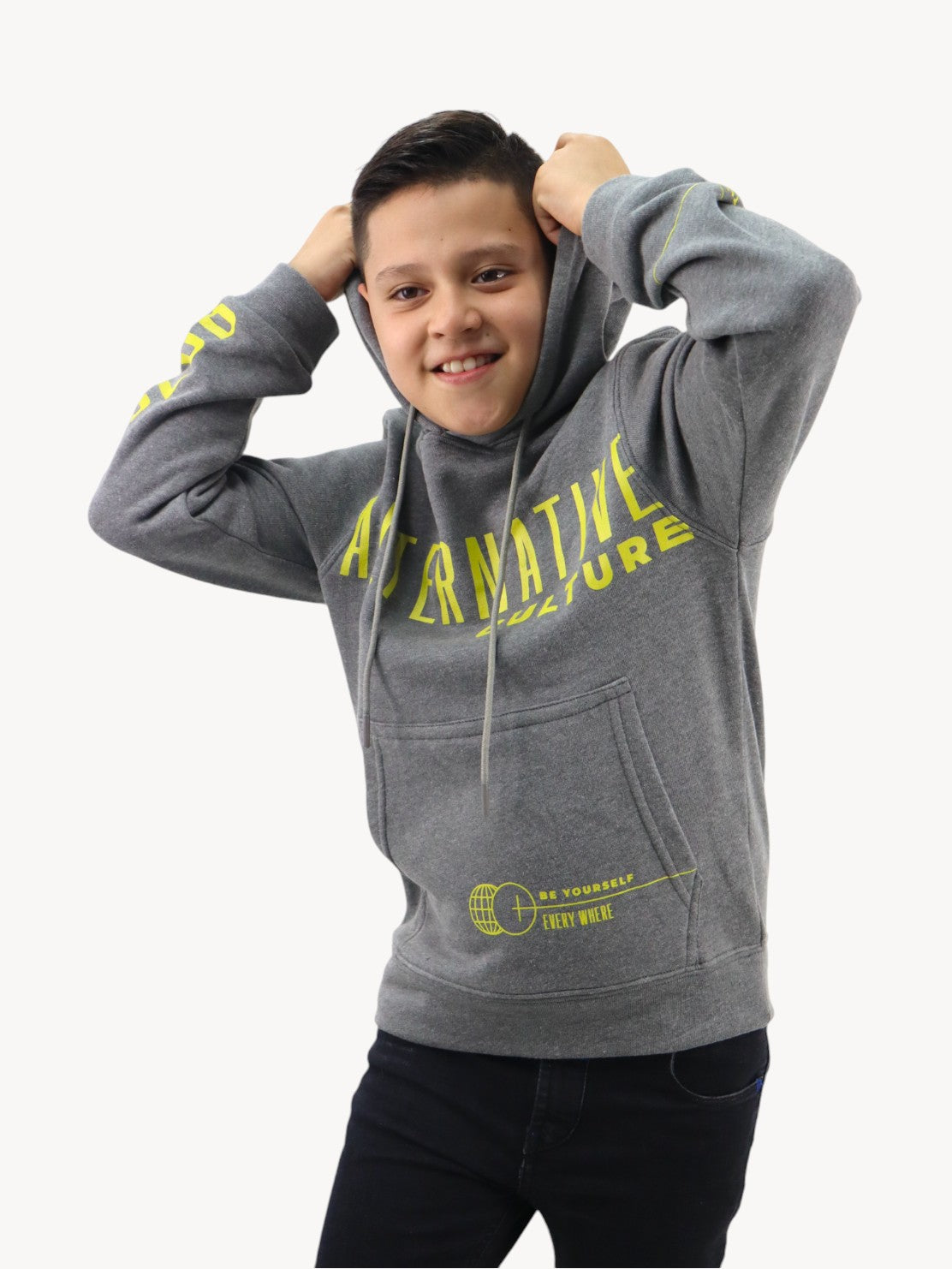 Sudadera cerrada con capucha gris