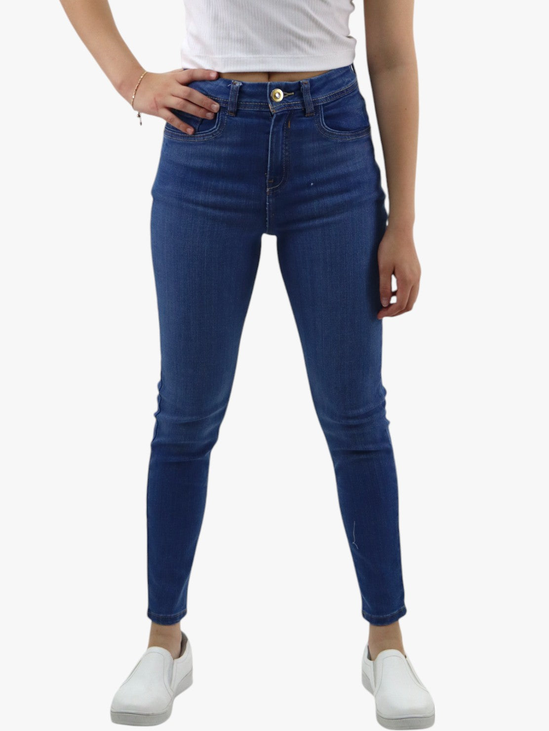 Jeans skinny azul medio