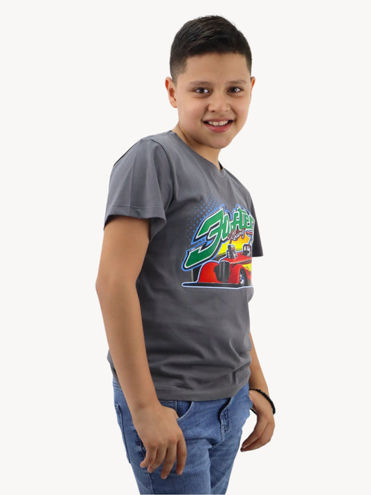 Playera gris con estampado