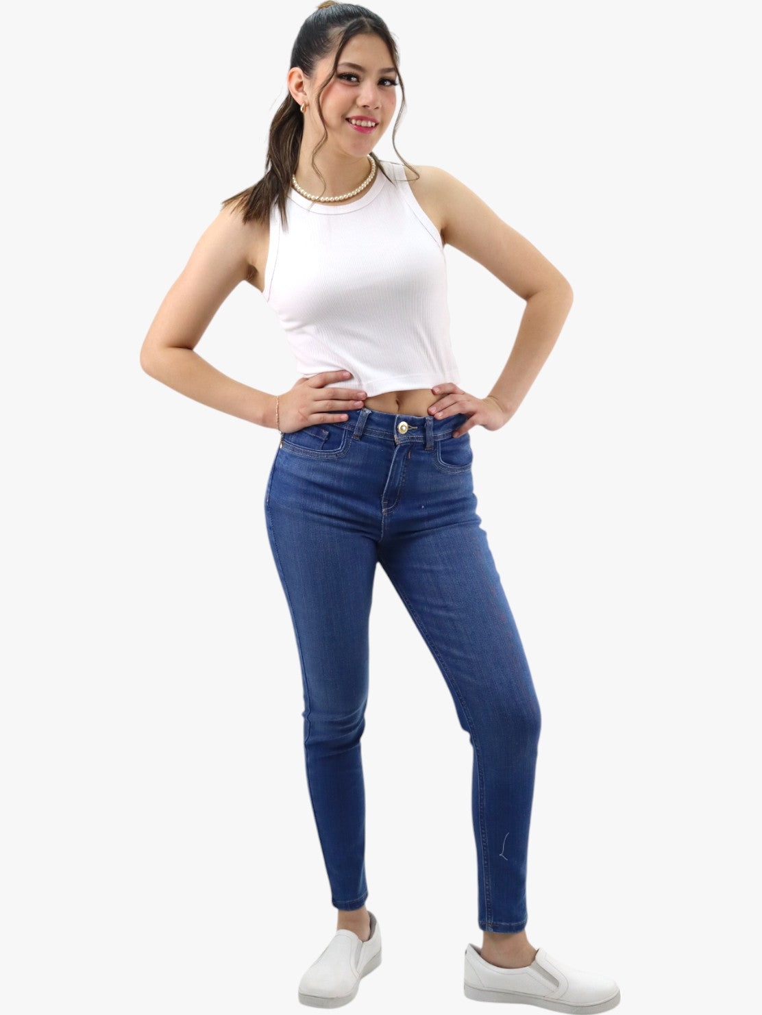 Jeans skinny azul medio