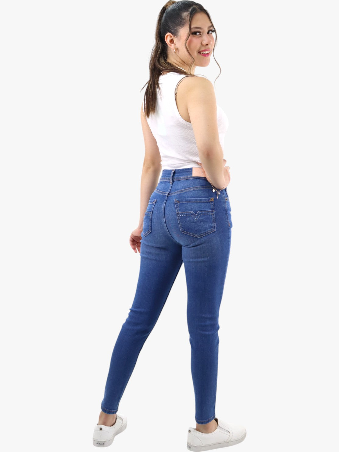 Jeans skinny azul medio