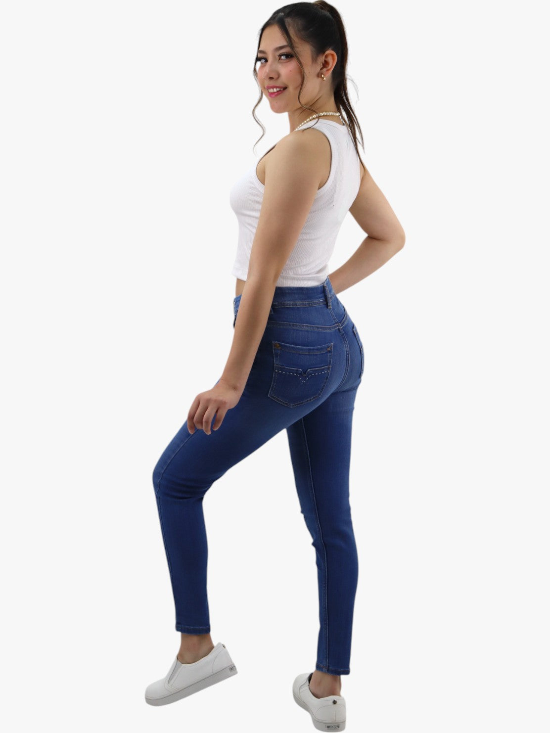 Jeans skinny azul medio