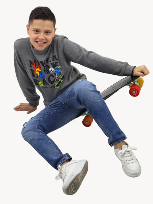 Sudadera cerrada gris skateboard