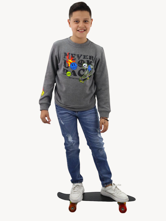 Sudadera cerrada gris skateboard