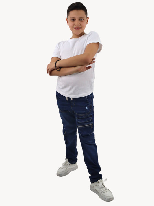 Jogger cargo slim azul oscuro