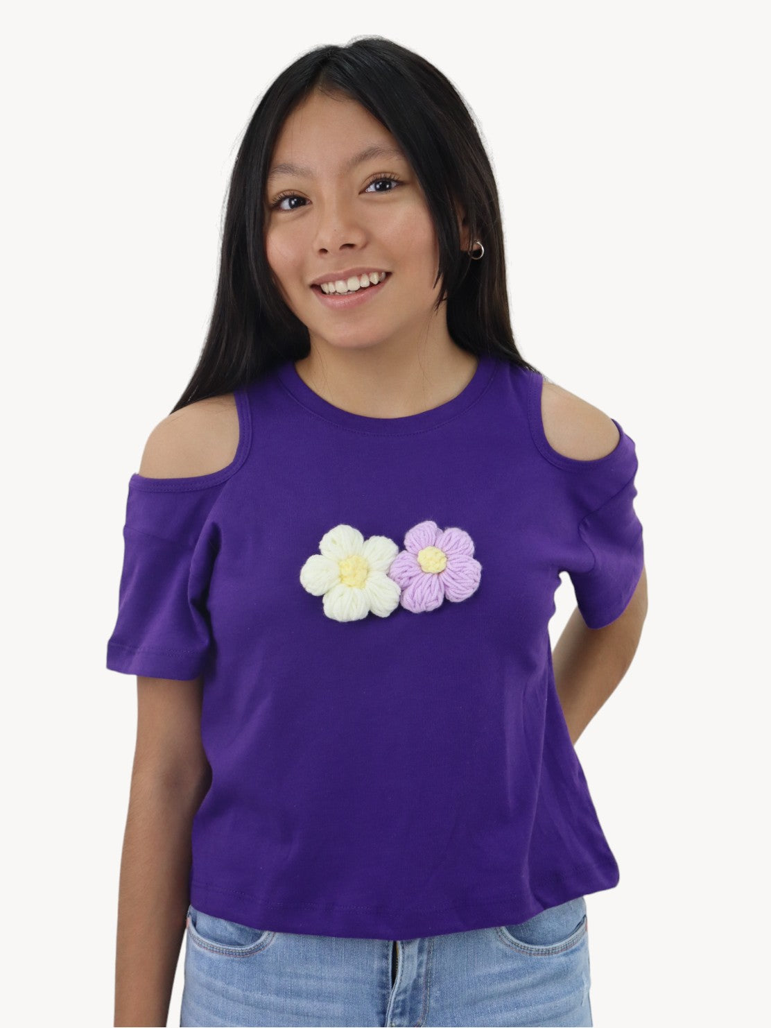 Playera manga con diseño de flores