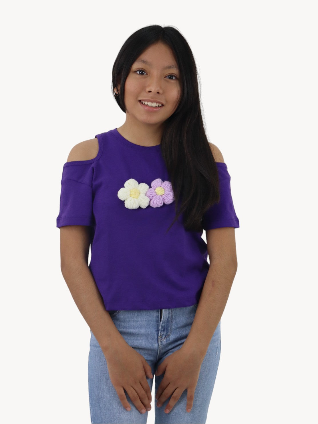 Playera manga con diseño de flores