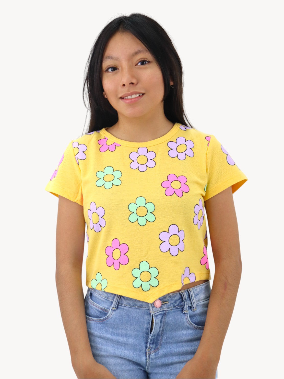 Playera manga corta con print floral