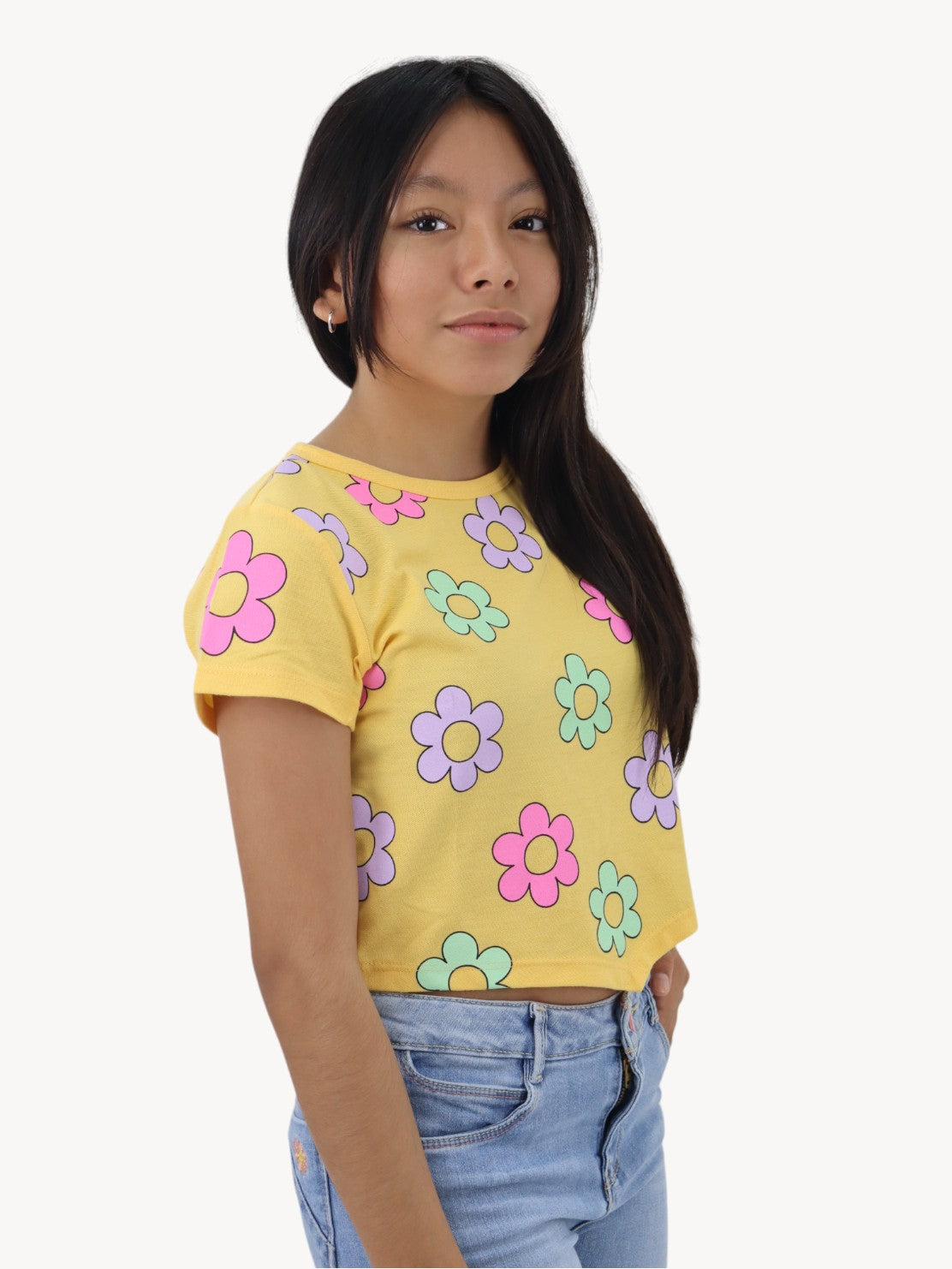 Playera manga corta con print floral