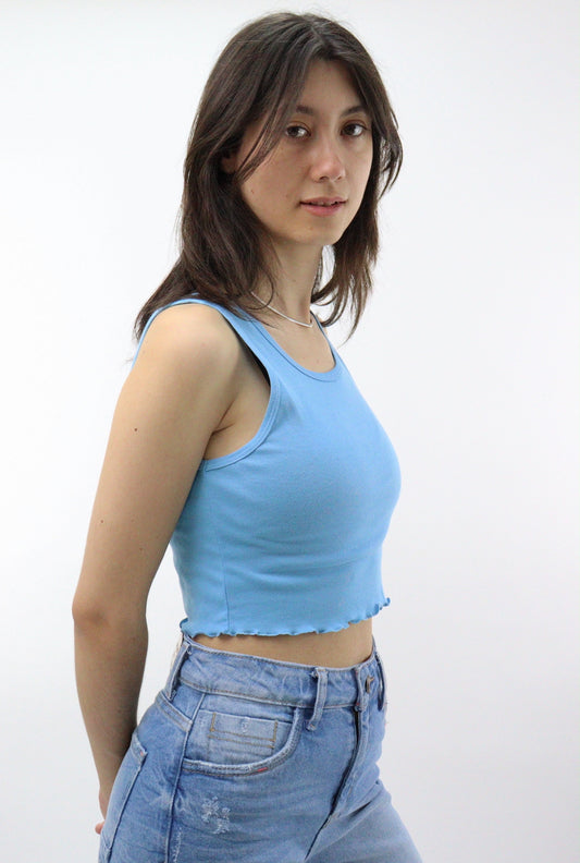 Playera tank de color azul