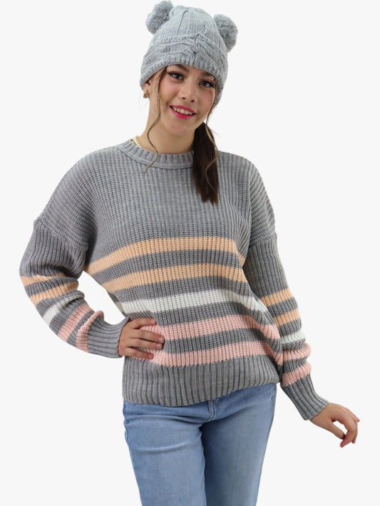 Suéter tejido combinado a rayas